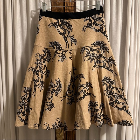 Anthropologie Odille Galloping Horses Swing Skirt - Picture 3 of 15